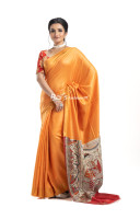 Solid Pure Tussar Gicha Silk Saree With Traditional Madhubani Art Pallu With Golden Zari Border (KR2233)
